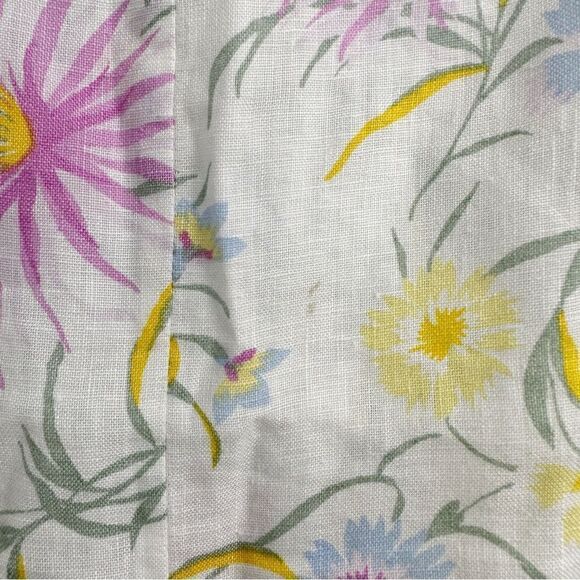 Joie Floral 100% Linen Ruffle Cap Sleeve V-Neck Dress Sz Small - Picture 9 of 9